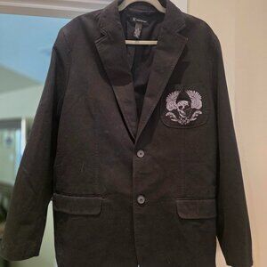 MENS XL BLACK INC SKULL BLAZER